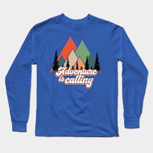 Adventure Is Calling Retro Mountains Alps Long Sleeve T-Shirt